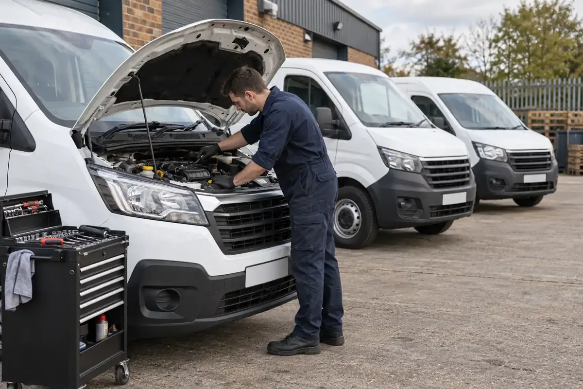 Mobile mechanic maintaining a fleet of commercial vans